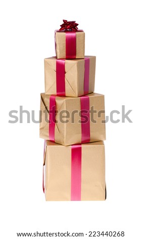 Christmas gifts isolated on white background. With clipping path included.