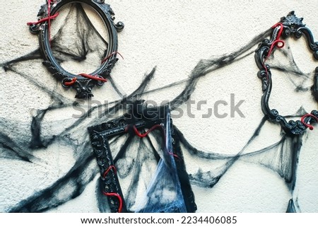 Decorative Round Frames covered cobweb on the white wall