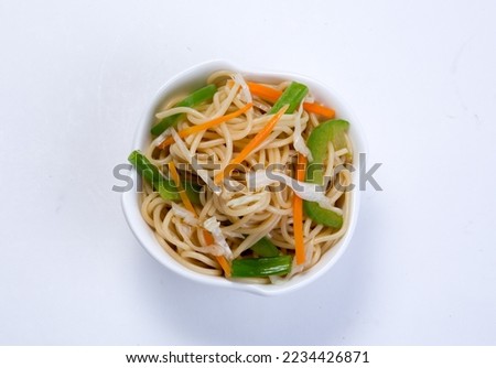 veg noodles, Chinese cuisine pictures, isolated on white background.