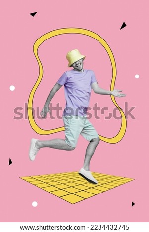 Creative photo 3d collage artwork poster picture of happy gay have fun festive celebrate vacation nightclub isolated on painting background