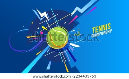 Vector illustration of tennis abstract background design for banner, poster, flyer template.  Royalty-Free Stock Photo #2234433753