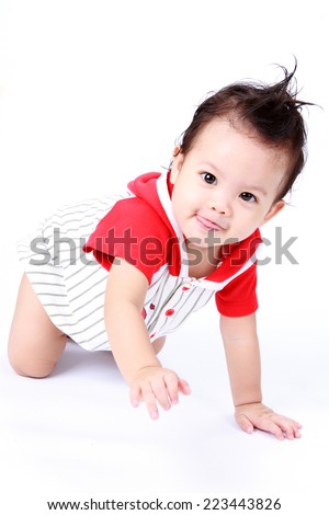 Cute baby boy on white background 