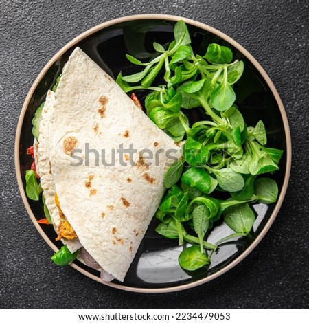 taco snack meat, vegetable, lettuce pork, lamb, turkey meal food on the table copy space food background rustic top view