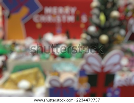 Blurred photo of various decorative items for colorful Christmas background