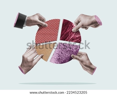 Market share, financial concept. Art collage. Royalty-Free Stock Photo #2234523205