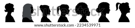 Diversity woman silhouettes. Different races and religion. Side view of the face. Isolated vector illustration Royalty-Free Stock Photo #2234539971