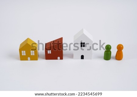 City houses and people isolated at white                               