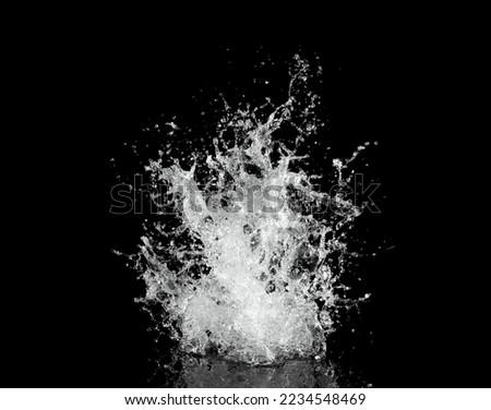 Water splash isolated on black background. Freeze motion of exploding water up in the air. Royalty-Free Stock Photo #2234548469
