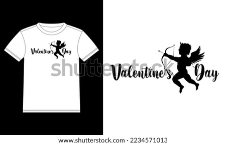 Valentine's day with Angel T-shirt Design template, Car Window Sticker, POD, cover, Isolated White Background
