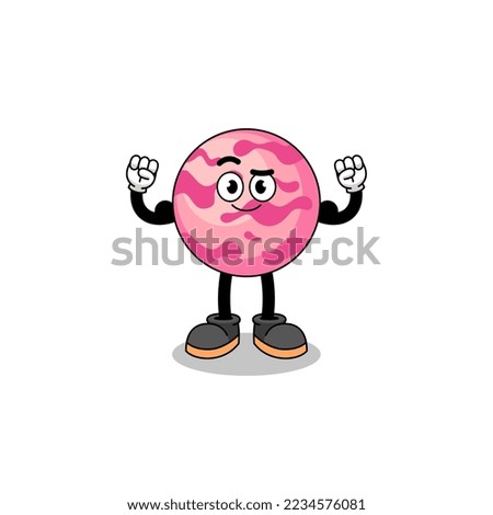 Mascot cartoon of ice cream scoop posing with muscle , character design