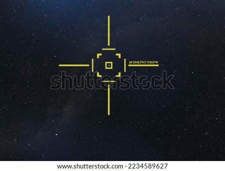outer space with sky map geo tag coordinates, elements of this image furnished by nasa Royalty-Free Stock Photo #2234589627