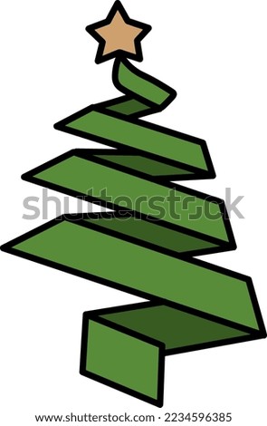 Ribbon christmas tree clipart vector design