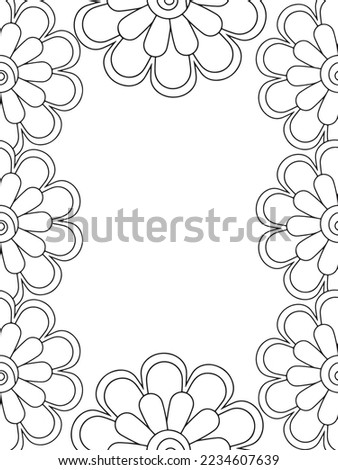 Abstract Flower Adult Border Coloring Pages For Kids Vector art.