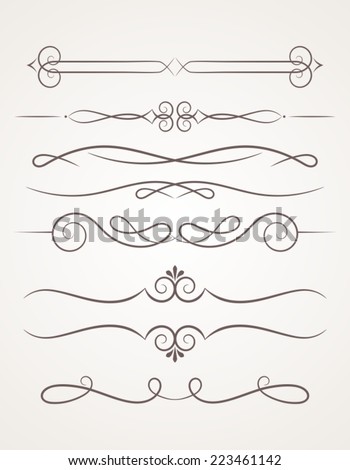 Calligraphic decorative elements. Set of design elements.
