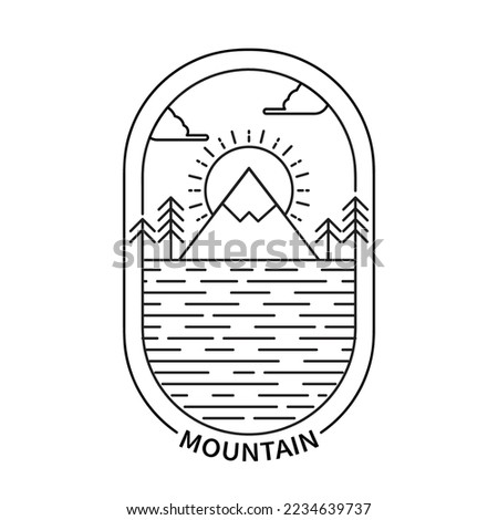 mountain outdoor adventure minimalist line art logo template vector illustration design. simple modern cabins logo concept