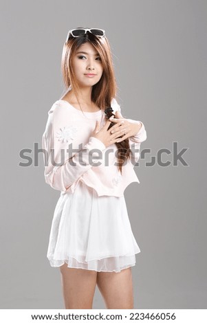 Asian Woman Posing In Strapless Tube Top Slim Royalty Free Stock Photo Avopix Com