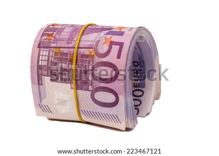 five hundredth banknotes under rubber band  Royalty-Free Stock Photo #223467121