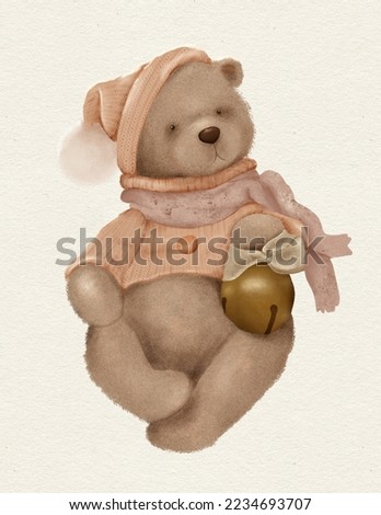 Teddy bear, cute animal for children's room decoration, greeting card, woodland illustration