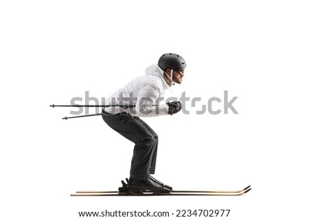 Full length profile shot of a male skier skiing isolated on white background

























 Royalty-Free Stock Photo #2234702977