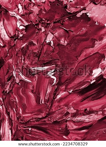 abstract oil paint texture on canvas, background. New 2023 trending PANTONE 18-1750 Viva Magenta colour