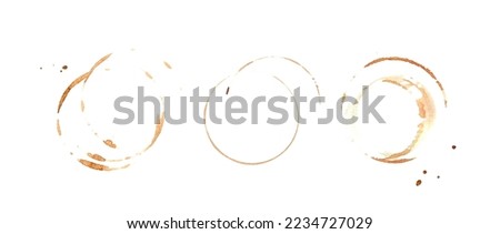 Coffee Stain Isolated, Coffe Wet Stamp, Mug Bottom Round Mark, Spilled Coffee Circle Stain Texture Set on White Background Royalty-Free Stock Photo #2234727029