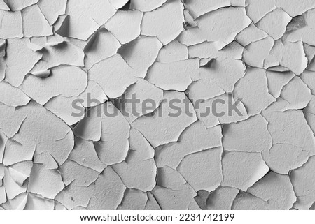 Peeling paint on wall seamless texture. Pattern of rustic bwhite grunge material.