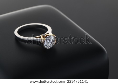 Diamond Ring on Black Background Royalty-Free Stock Photo #2234751141