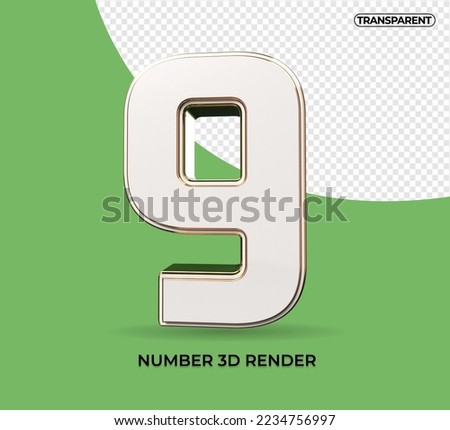 3D render number 9 blue white transparent