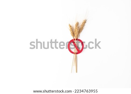 no wheat sign. Gluten Free .  Banned Wheat symbol. international day of celiac disease Royalty-Free Stock Photo #2234763955
