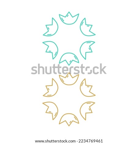 SIMPLE TULIPS IN CIRCLE SIGN, SYMBOL, ART, LOGO FOR WELLNESS, SPA CENTRE ISOLATED ON WHITE