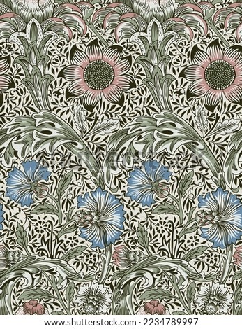 ethnic floral minimal seamless pattern