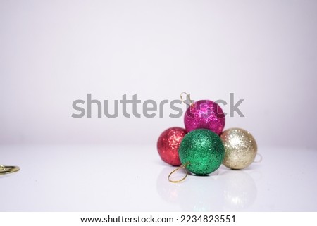 Christmas balls  fir branches in  white background
