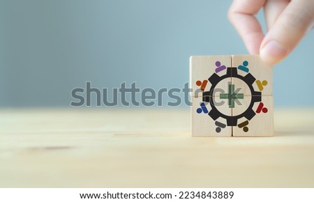 Positive workplace culture and growth concept. Reflecting positively on employee retention and financial goals. Good communication, opportunities for growth, collaboration, reward, strong core value. Royalty-Free Stock Photo #2234843889