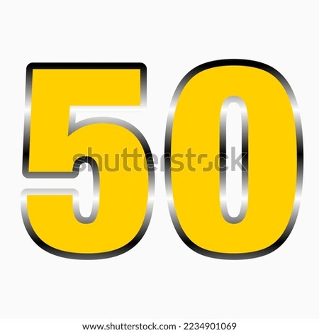 Yellow Number 50 Isolated On White Background