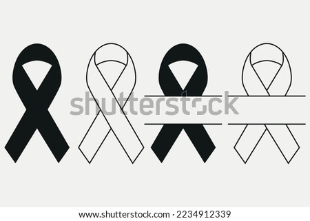 black ribbon breast cancer awareness symbol monogram vector illustration
