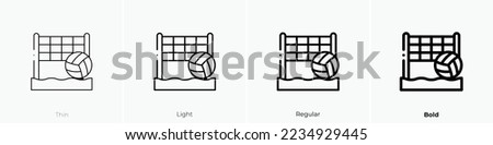 beach volleyball icon. Thin, Light Regular And Bold style design isolated on white background