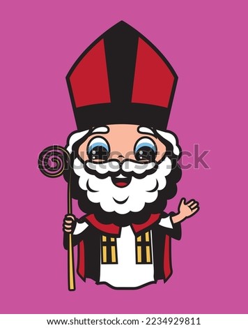 Cute cartoon style illustration of Saint Nicholas