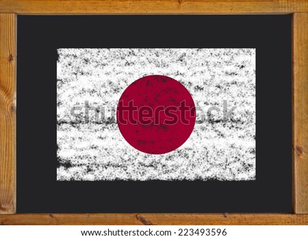 Japan flag on a blackboard