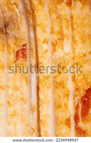 Raw bacon texture as a background. A close shot of raw bacon. Macro photo.bacon.