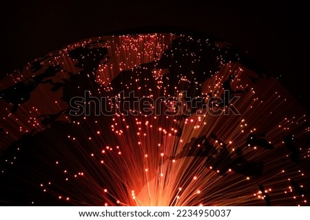 World map and fiber optics Royalty-Free Stock Photo #2234950037
