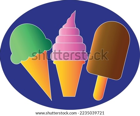 Illustration vector graphic design of three ice cream. Can be used for restaurant logo, decoration, sticker, etc.