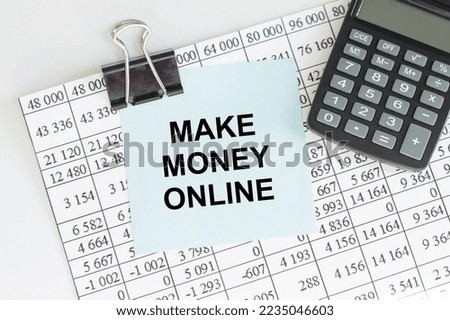 Card with text MAKE MONEY ONLINE on a white background, Business