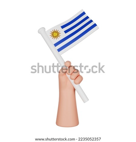 Hand Holding A Flag Of Uruguay