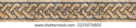 Italian roman mosaic with circular graphic made of small colored stone tiles - Concept seamless pattern useful for renderings Royalty-Free Stock Photo #2235076805