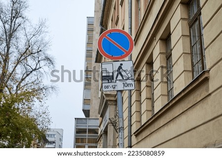 Traffic sign in city of Szeged, Hungary
