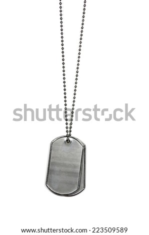 military dog tags isolated on white background
