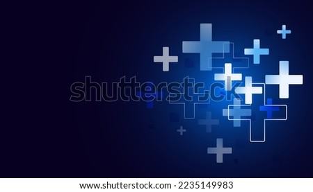 Abstract health and wellness icons, medical, medical and treatment. Modern medical invention. On a modern blue background