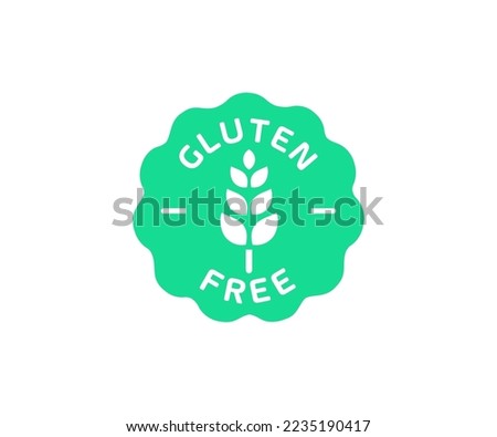 Gluten Free label or sticker logo design. No Wheat. Allergy Diet. Green Organic Natural Eco Bio Food Products Label Stamp. Gluten Free sticker for food vector design and illustration. Royalty-Free Stock Photo #2235190417
