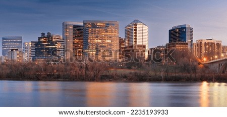 Rosslyn, Arlington, Virginia, USA skyline on the Potomac River at twilight. Royalty-Free Stock Photo #2235193933