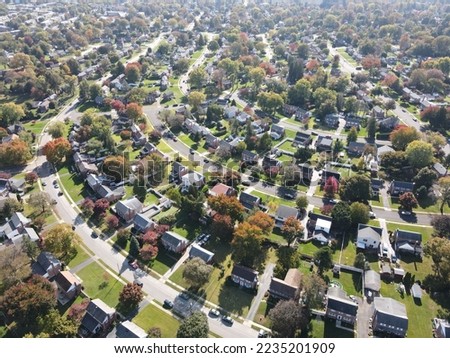 Aerial view of houses in residential Philadelphia, PA